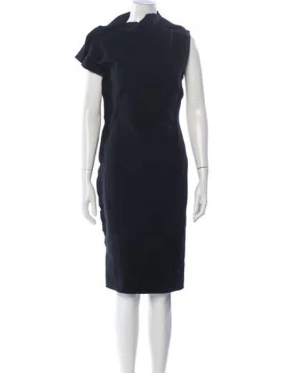 Pre-owned Lanvin Wool Knee-length Dress In Black