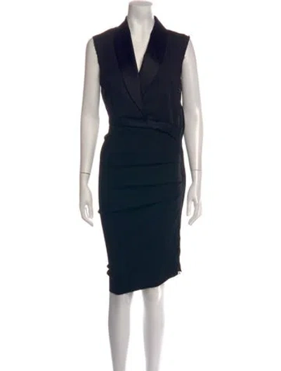 Pre-owned Lanvin Wool Knee-length Dress In Black