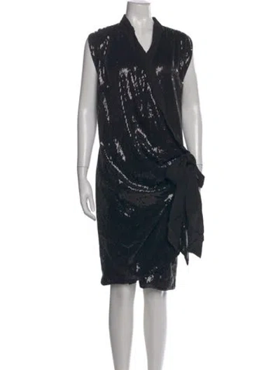 Pre-owned Lanvin Wool Knee-length Dress In Black