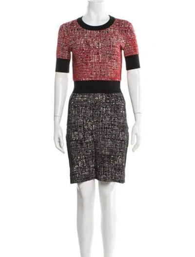 Pre-owned Lanvin Wool Knee-length Dress In Black/red