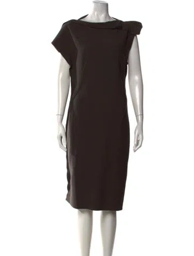 Pre-owned Lanvin Wool Knee-length Dress In Brown