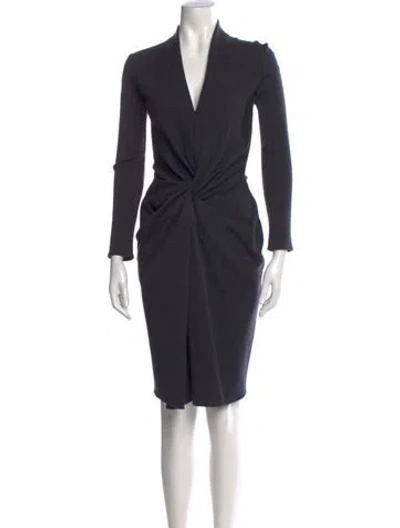 Pre-owned Lanvin Wool Knee-length Dress In Gray