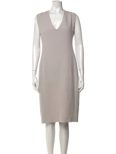 Pre-owned Lanvin Wool Knee-length Dress In Grey/neutrals
