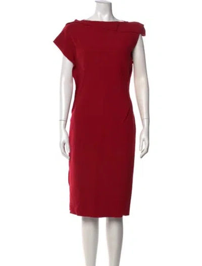 Pre-owned Lanvin Wool Knee-length Dress In Red