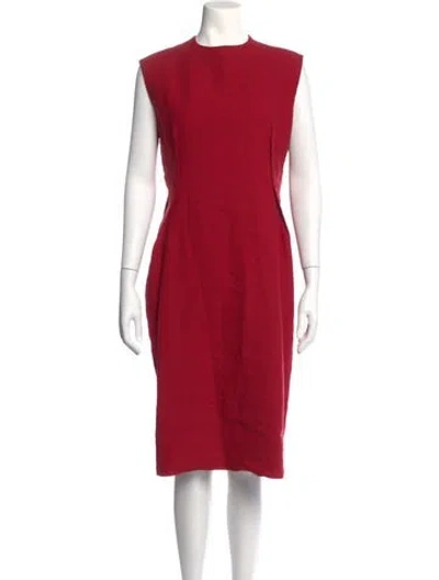 Pre-owned Lanvin Wool Knee-length Dress In Red
