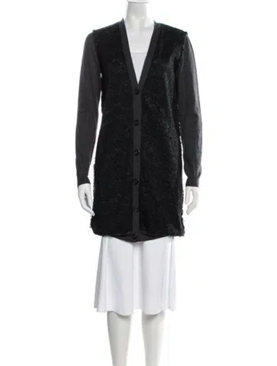 Pre-owned Lanvin Wool Lace Pattern Sweater In Black