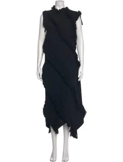 Pre-owned Lanvin Wool Long Dress In Black