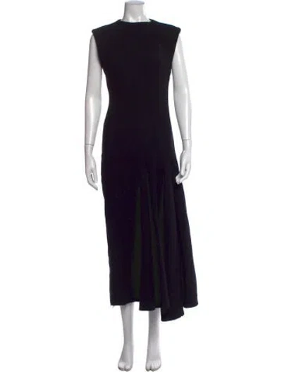 Pre-owned Lanvin Wool Long Dress In Black