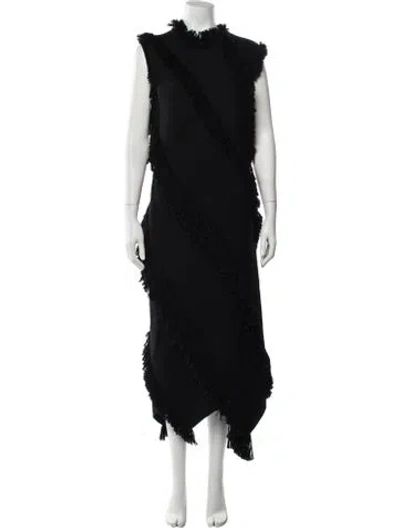 Pre-owned Lanvin Wool Long Dress In Black