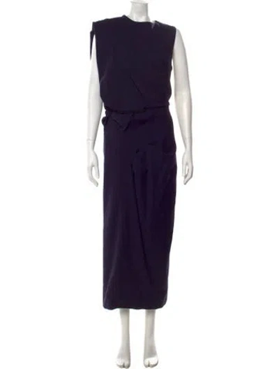 Pre-owned Lanvin Wool Long Dress W/ Tags In Blue