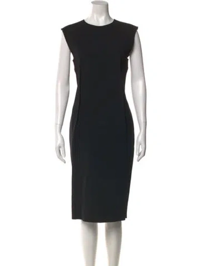 Pre-owned Lanvin Wool Midi Length Dress In Black