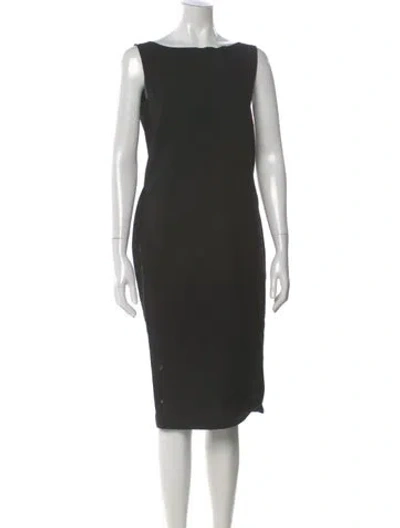 Pre-owned Lanvin Wool Midi Length Dress In Black