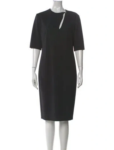 Pre-owned Lanvin Wool Midi Length Dress In Black