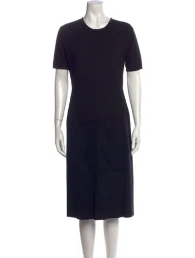 Pre-owned Lanvin Wool Midi Length Dress In Black