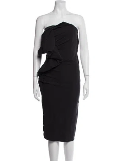 Pre-owned Lanvin Wool Midi Length Dress In Black