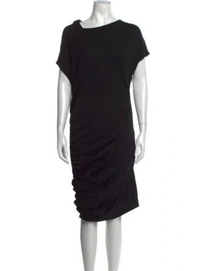 Pre-owned Lanvin Wool Midi Length Dress In Black