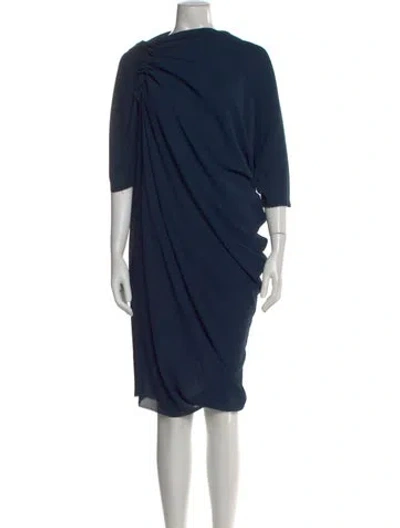 Pre-owned Lanvin Wool Midi Length Dress In Blue
