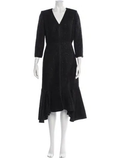 Pre-owned Lanvin Wool Midi Length Dress In Gray