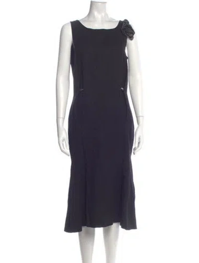 Pre-owned Lanvin Wool Midi Length Dress In Purple