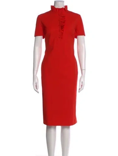 Pre-owned Lanvin Wool Midi Length Dress In Red