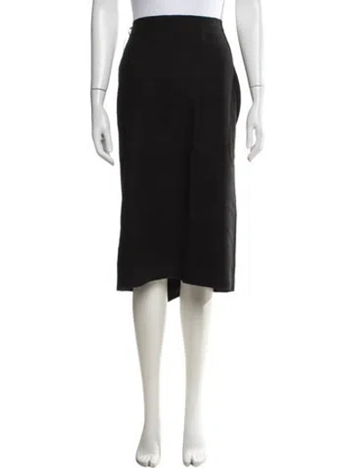 Pre-owned Lanvin Wool Midi Length Skirt In Black