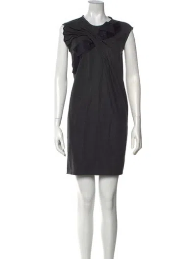 Pre-owned Lanvin Wool Mini Dress In Black