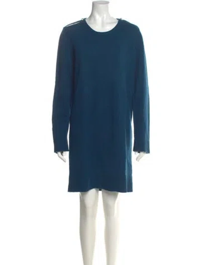 Pre-owned Lanvin Wool Mini Dress W/ Tags In Blue