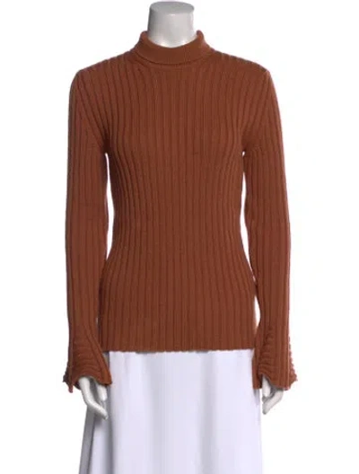 Pre-owned Lanvin Wool Mock Neck Sweater In Brown