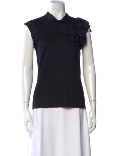 Pre-owned Lanvin Wool Mock Neck Top In Black