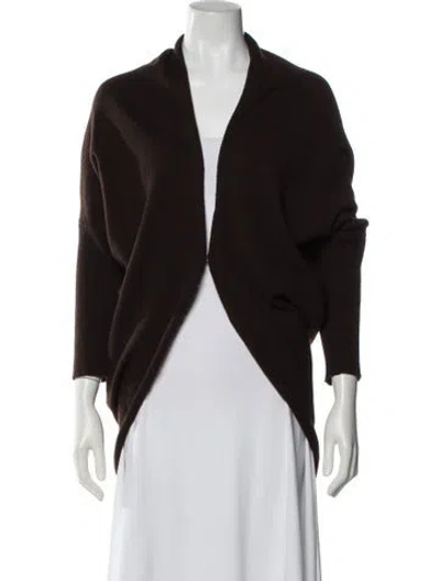 Pre-owned Lanvin Wool Open Front Sweater In Brown