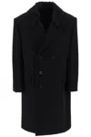 Lanvin Double-breasted Belted Wool Blend Coat In Black