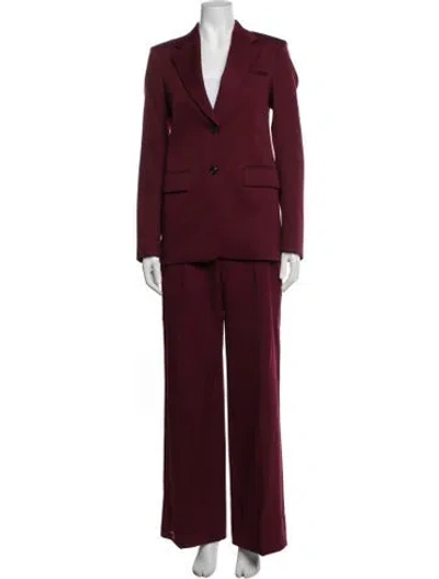 Pre-owned Lanvin Wool Pantsuit In Burgundy