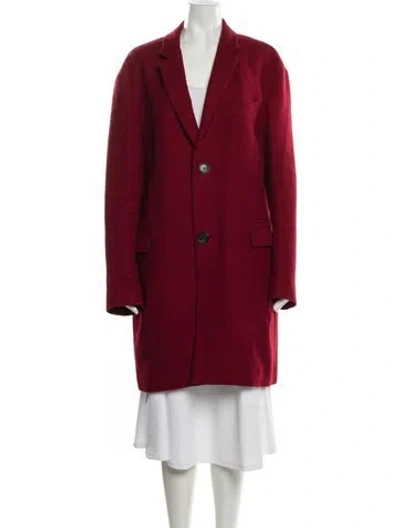 Pre-owned Lanvin Wool Peacoat In Red