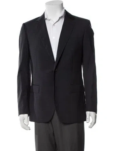 Pre-owned Lanvin Wool Plaid Print Blazer In Blue
