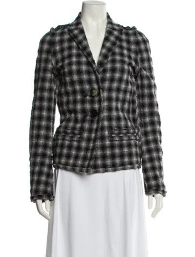 Pre-owned Lanvin Wool Plaid Print Blazer In Gray