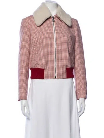 Pre-owned Lanvin Wool Plaid Print Bomber Jacket In Red