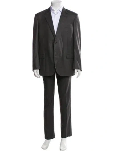 Pre-owned Lanvin Wool Plaid Print Two-piece Blazer In Gray