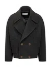 Lanvin Wool Plated Mini Short Jacket In Gray