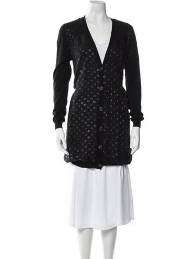 Pre-owned Lanvin Wool Polka Dot Print Sweater In Black