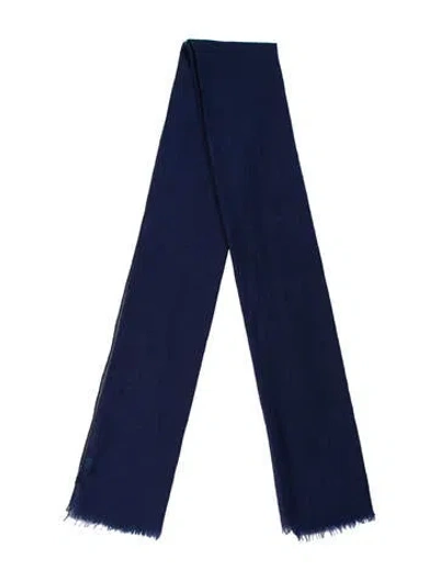 Pre-owned Lanvin Wool Printed Scarf In Blue