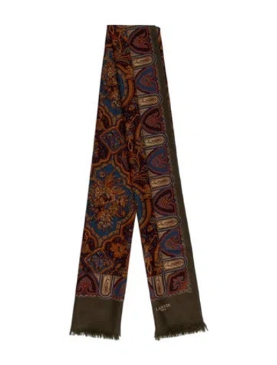 Pre-owned Lanvin Wool Printed Scarf In Green