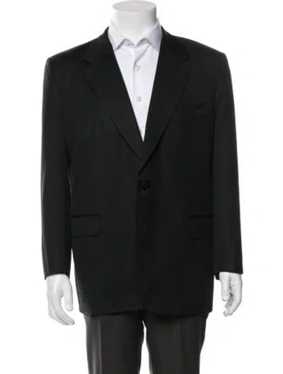 Pre-owned Lanvin Wool Raw-edge Trim Blazer In Black