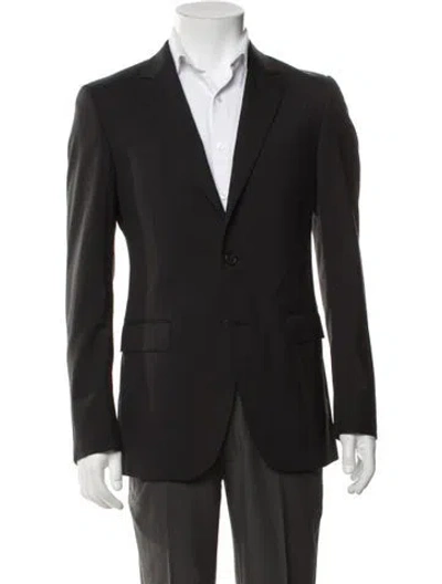 Pre-owned Lanvin Wool Raw-edge Trim Blazer In Black