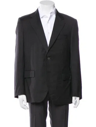 Pre-owned Lanvin Wool Raw-edge Trim Blazer In Gray