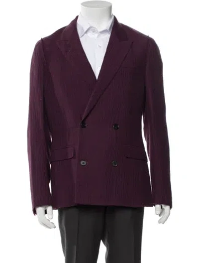 Pre-owned Lanvin Wool Raw-edge Trim Blazer In Purple
