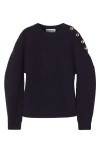 Lanvin Ribbed-knit Button-detail Sweat In Black