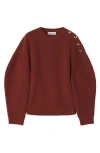 Lanvin Button-embellished Ribbed Sweater In Red