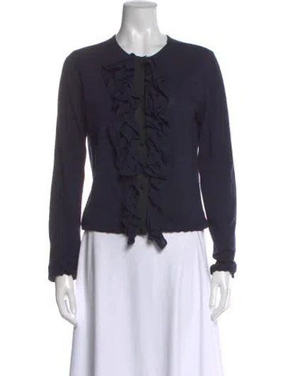 Pre-owned Lanvin Wool Scoop Neck Sweater In Blue