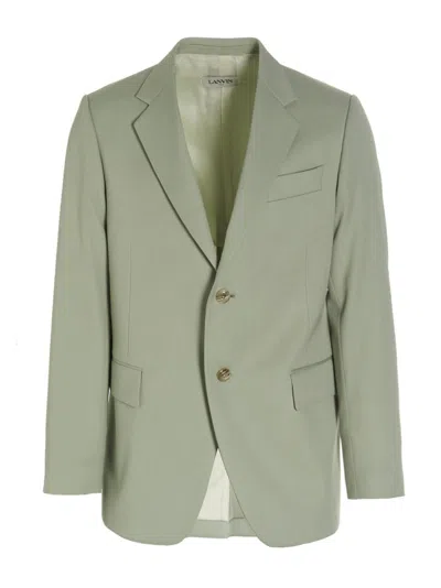Lanvin Wool Single Breast Blazer Jacket In Green