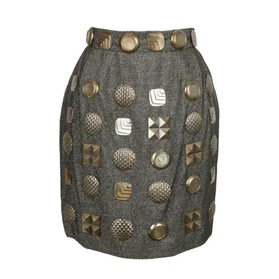 Pre-owned Lanvin Wool Skirt Fall, 1989 In Gray